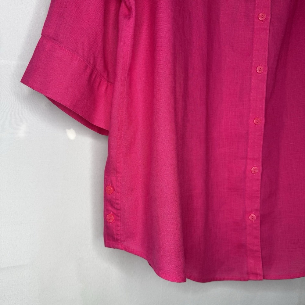 NWOT Chicos No Iron 100% Linen Pink Shirt Blouse Top 3/4 Sleeve Sz 3 (16/18) XL - Picture 4 of 7